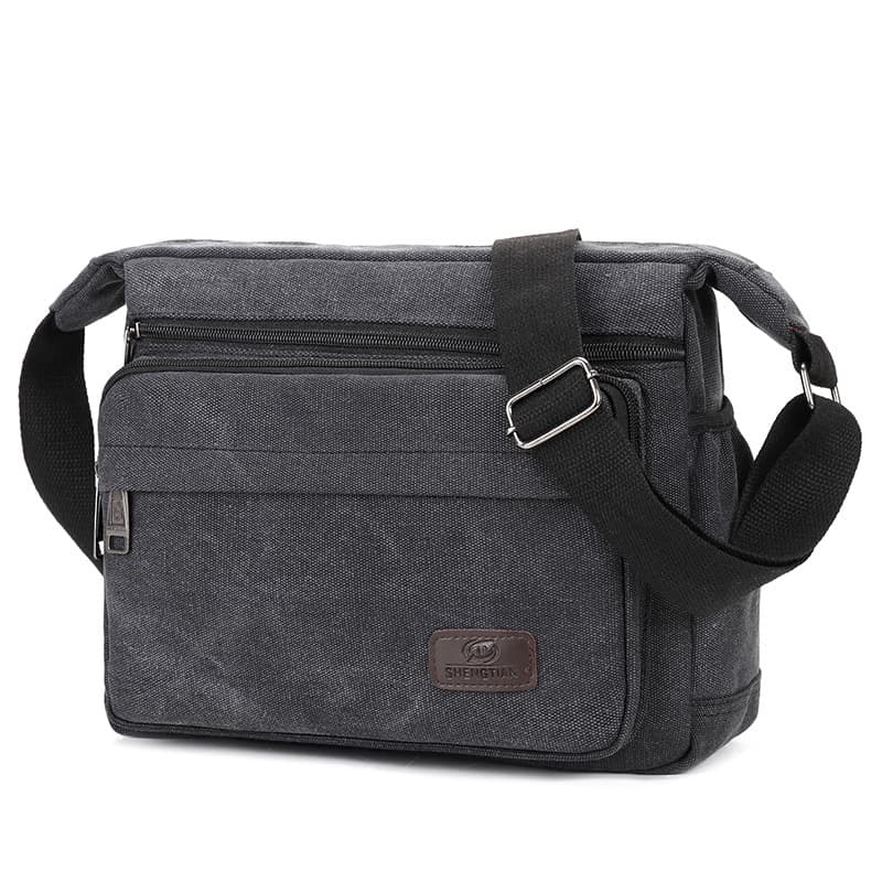 ボディバッグ 多機能ポケット付き帆布ショルダーバッグ